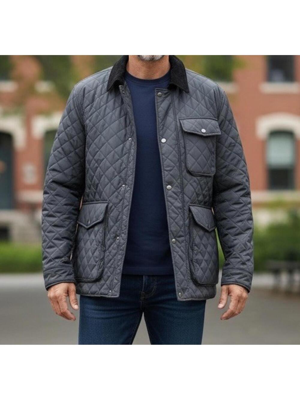 Robert Graham Black Quilted Utility Jacket Men’s M Snap Field Coat
